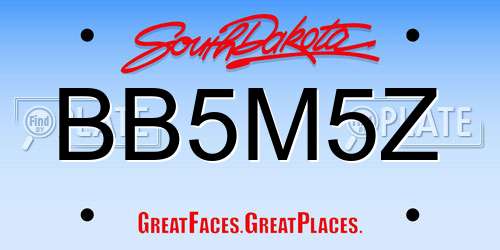 BB5M5Z South Dakota License Plate