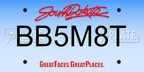 BB5M8T South Dakota License Plate