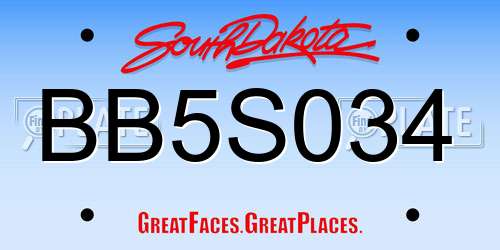 BB5S034 South Dakota License Plate