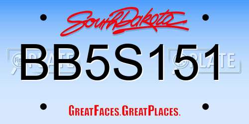 BB5S151 South Dakota License Plate