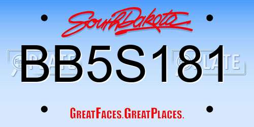 BB5S181 South Dakota License Plate
