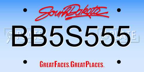 BB5S555 South Dakota License Plate