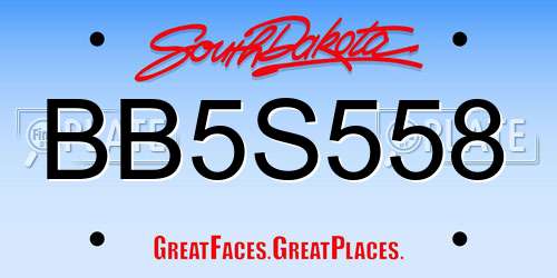 BB5S558 South Dakota License Plate