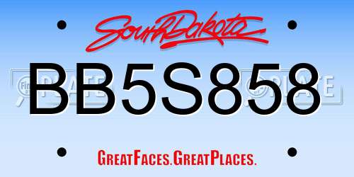 BB5S858 South Dakota License Plate