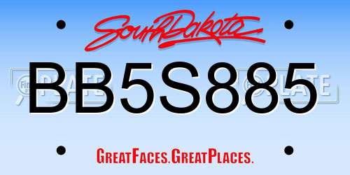 BB5S885 South Dakota License Plate