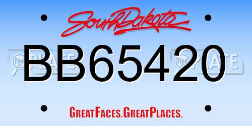 BB65420 South Dakota License Plate