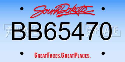 BB65470 South Dakota License Plate
