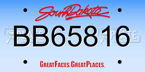 BB65816 South Dakota License Plate
