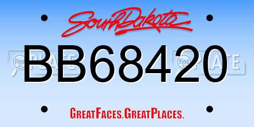 BB68420 South Dakota License Plate
