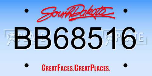 BB68516 South Dakota License Plate