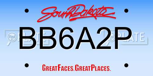 BB6A2P South Dakota License Plate