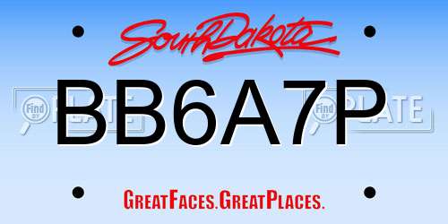 BB6A7P South Dakota License Plate