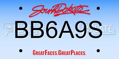 BB6A9S South Dakota License Plate