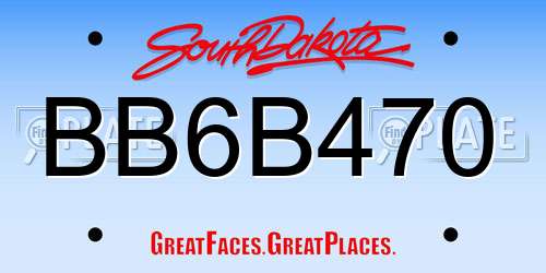 BB6B470 South Dakota License Plate