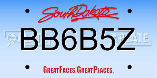 BB6B5Z South Dakota License Plate