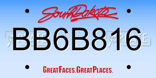 BB6B816 South Dakota License Plate