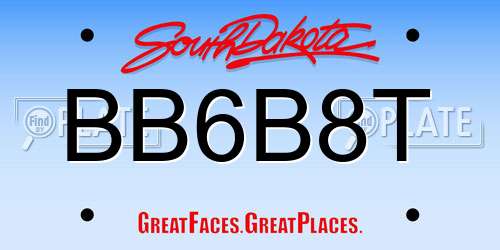 BB6B8T South Dakota License Plate
