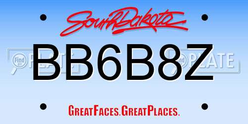 BB6B8Z South Dakota License Plate