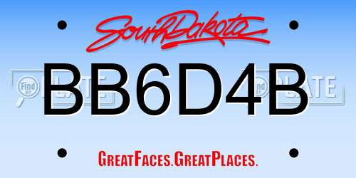 BB6D4B South Dakota License Plate