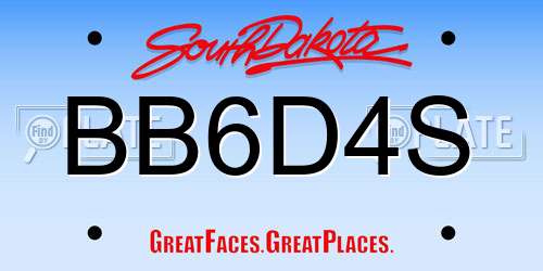 BB6D4S South Dakota License Plate