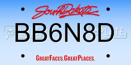 BB6N8D South Dakota License Plate
