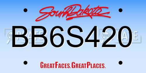 BB6S420 South Dakota License Plate