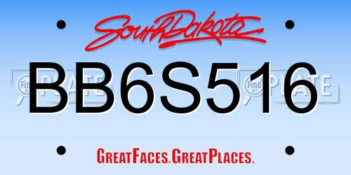 BB6S516 South Dakota License Plate