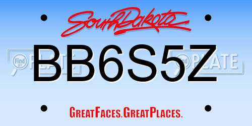 BB6S5Z South Dakota License Plate