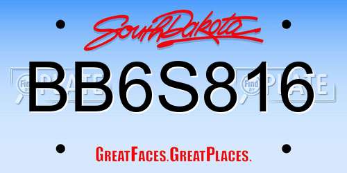 BB6S816 South Dakota License Plate
