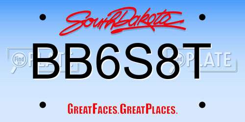 BB6S8T South Dakota License Plate