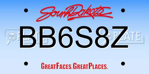 BB6S8Z South Dakota License Plate