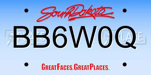 BB6W0Q South Dakota License Plate