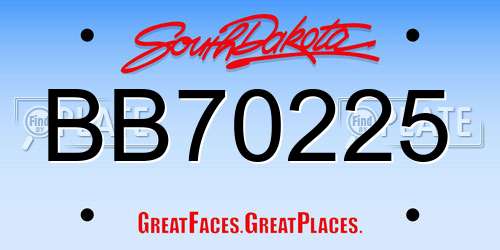 BB70225 South Dakota License Plate