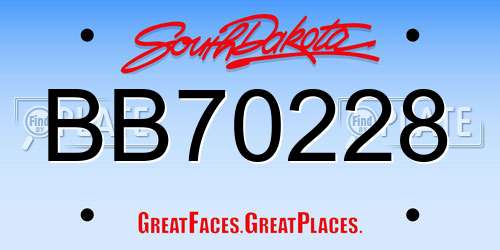 BB70228 South Dakota License Plate