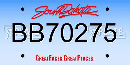 BB70275 South Dakota License Plate