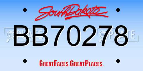 BB70278 South Dakota License Plate