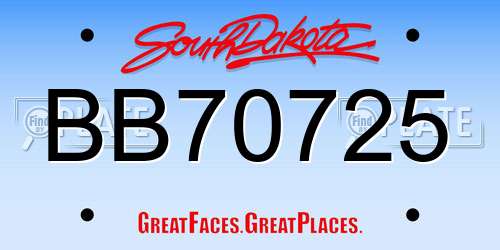 BB70725 South Dakota License Plate