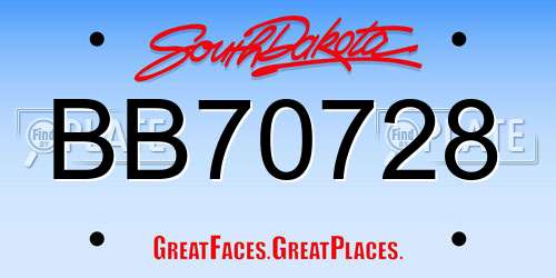 BB70728 South Dakota License Plate
