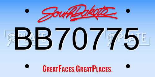 BB70775 South Dakota License Plate