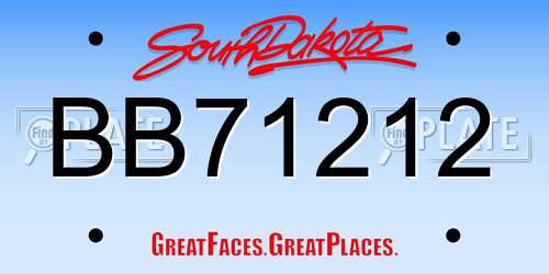 BB71212 South Dakota License Plate