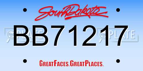 BB71217 South Dakota License Plate