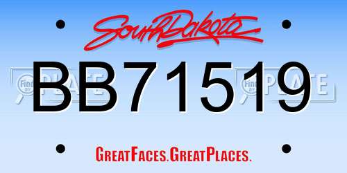 BB71519 South Dakota License Plate