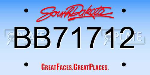 BB71712 South Dakota License Plate