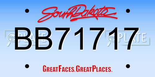 BB71717 South Dakota License Plate