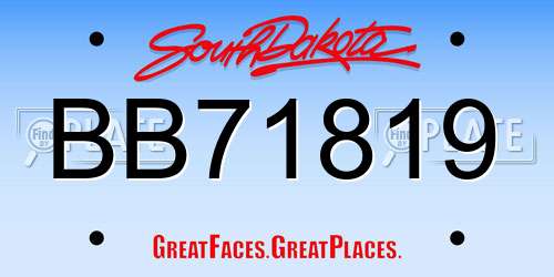 BB71819 South Dakota License Plate