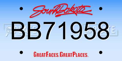 BB71958 South Dakota License Plate