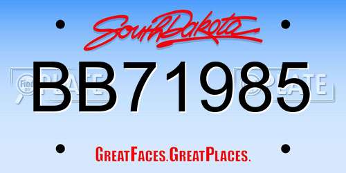 BB71985 South Dakota License Plate