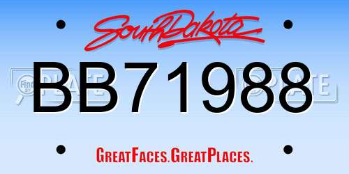 BB71988 South Dakota License Plate
