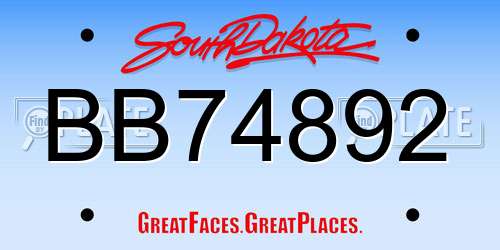 BB74892 South Dakota License Plate