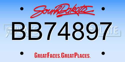 BB74897 South Dakota License Plate